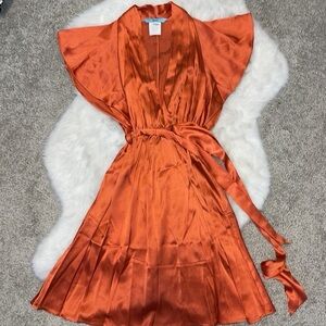 Marciano Orange Silk Mini Dress